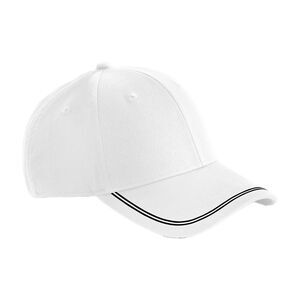 Beechfield Match Day Baseball Cap / White/Black
